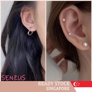 [SG SELLER] Korean Simple Love Pearl Earrings For Women Gold Stud Earring Accessories Jewelry Gifts