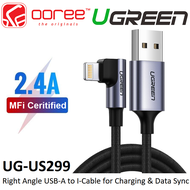 UGREEN US299 RIGHT ANGLE USB-A TO I-CABLE CABLE WITH MFI CERTIFIED FOR CHARGING AND DATA SYNC - 1 ME
