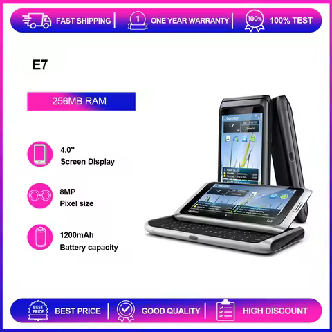 Unlocked Refurbished E7 E7- 00 8MP 2G/3G GSM 900 / 1800 1200mAh Phone Russian Arabic Hebrew Keyboard