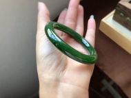 天然和田玉 碧玉手鐲圈口 54  滿色菠菜綠 無黑點 色勻