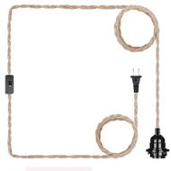 Power Cord Pendant Light 2M 2.5M 4M Hemp Rope Cables E26 E27 Lamp Holder EU Plug with Switch Wire Ed