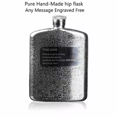 1 pc Man's gift 6oz classics ( Pure hand-made )stainless steel pocket hip flask,Alcohol Flask with h