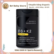 D3K2 Sports Research Vitamin D3 K2 MK7 2500IU 60 Tablets Bone and Teeth Support