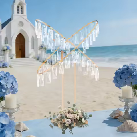 X-Shaped Crystal Flower Stand Wedding Flower Stand with Hanging Pendants Flower Stand Decoration for