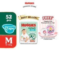 HUGGIES AirSoft Tape Diapers M52 (1 pack) Breathable and soft diapers for baby