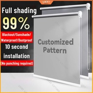 Custom Blackout Curtain Roller Blinds Blackout Blinds Ccurtain Non punching installation  window bli