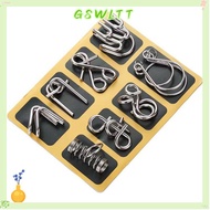 GSWLTT Set of 8pcs Metal Wire Puzzle, Disassembly Assembly Metal Iron Link Unlock Interlock Game, Vi