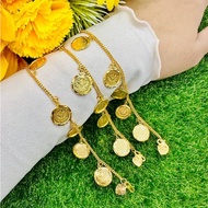 DHIYA GOLD 916 Rantai tangan mesin gantung dinar lebar 1.3cm