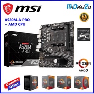MSI A520M-A PRO AM4 Ryzen Motherboard + AMD RYZEN CPU Combo Offer