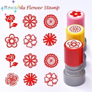 BUBBLE Flower Stamp, Plastic Random DIY Drawing Toy, Portable Cartoon Self Inking Handcraft Teacher 