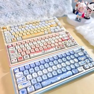 Cute Girls MOA Keycaps PBT Usage Cat Afternoon Tea 95 Keys for 60/84 Mechanical Keyboard MX Switch