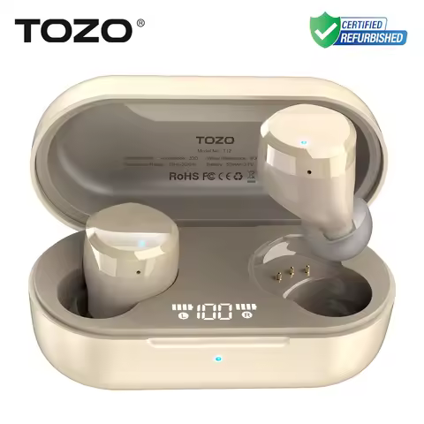 Refurbished TOZO T12 True Wireless Earbuds LED Display Bluetooth Headsets In Ear 10mm Driver Deep Ba