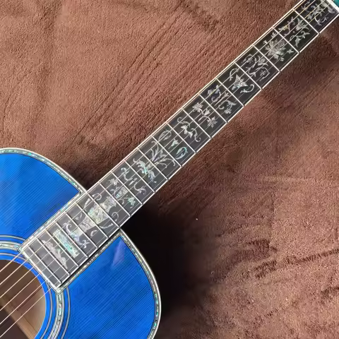 40-inch om45 luxury large vase gloss paint blue painted acoustic acoustic guitar