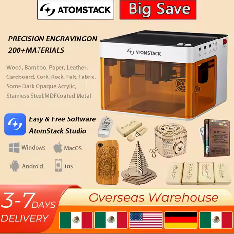 Atomstack P1 5w Mini Portable Laser Engraver Diy Bluetooth Machine Painted Dog Tag Paper Leather Woo