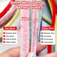 8mm High-Density FUZZY WIRE DIY Craft Kit 100pcs Pipe Cleaners with Tools, Multi-Color Set
