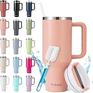 Bukaty Thermal Mug with Straw and Handle, 30 oz/0.9 L, Large Drinking Cup with Lid and Straw, Coffee