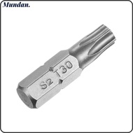 MUNDAN 1pc Screw Driver Bit, 1/4 Inch Hex Shank S2 Alloy Steel Torx Bits, 25mm Length T6-T40 6 Point