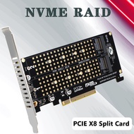 Dual M.2 NVME to PCI Express X8 4.0 Raid Controller PCIE Split Card 2 Ports M2 NVME M KEY for 2230 2