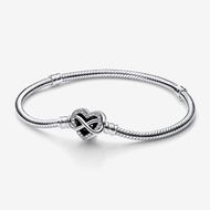 925 Silver Moments Sparkling Infinity Heart Clasp Snake Chain Bracelet