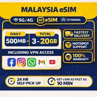 Malaysia eSIM 5G/4G 1-20 Days Daily 500MB-3GB  Total3GB-20GB | Malaysia Maxis / Celcom / Digi