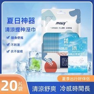 A5- (20片/包)冰涼濕紙巾 清涼濕紙巾 冷感提神降溫薄荷冰涼濕紙巾 冰感解暑便攜裝