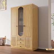 Nordic Solid Wood234Door Wardrobe5Door Simple Cabinet Six-Door Wardrobe with Drawer Open Door Log Small Apartment Bedroo
