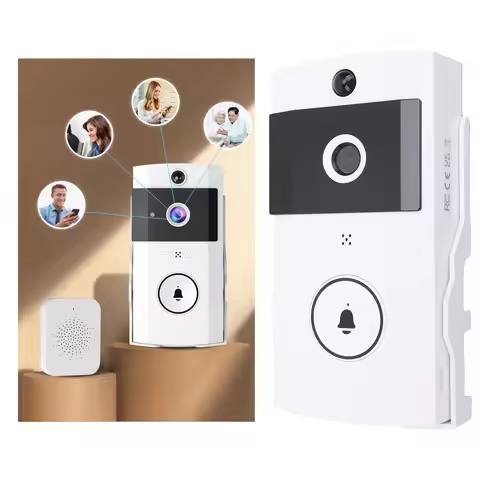 Smart Doorbell Camera HD Wide Angle 2 Way Sound Live Video Visual Doorbell 2.4GHZ Wifi Smart Video D