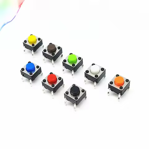 50pcs 6*6*9mm 4PIN Seven color Smart Electronics Tactile Switches Push Button SMD Tact Switch Switch