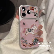 Plated Leather-textured Phone Case For IPhone 17 16 15 14 13 12 11 Pro Max Xs Max Horses