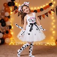 Dalmatian Costume for Toddler To Tween Kids Girls Animal Spotted Dog Tutu Dress Headband Cosplay Set