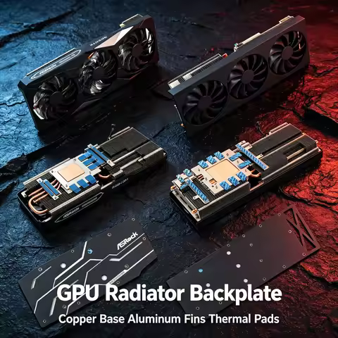 Custom Replacement GPU Radiator + Backplate (AMD Reference RX6700~6900XT) – Copper Base, Aluminum Fi