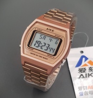 นาฬิกาข้อมือ AIKE แบรนด์แท้ ดีไซน์ คลาสสิค ระบบดิจิตอล มีไฟดูเวลากลางคืน สายปรับเลื่อน ( พร้อมกล่อง )