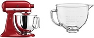 KitchenAid 5KSM125 - Artisan Tilt Head Stand Mixer with basic accessories, 4.8L, Empire Red with Fre