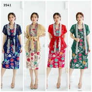 Women's dress modern batik 2 in 1 outer And dress/dress kutu New modern Work Uniform 3541