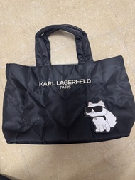 Karl Lagerfeld 黑色尼龍托特包可愛貓咪