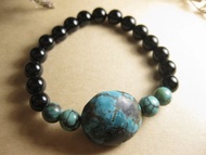 手鍊 珠串設計 西藏綠松石+黑瑪瑙