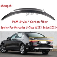 W223 PSM Style Carbon Fiber Rear Spoiler Wings For Mercedes Benz S Class W223 S480 S500 S580 S680 Re