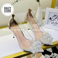 Giày cao gót 9cm HALEY STORE ball phale đá trong suốt cô dâu tiệc cưới rẻ bền đẹp tiểu thư thời tran