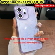 เคส14F OPPO Reno 14 Pro 5G 2025 OPPO Reno Reno14 14F Reno14Pro เคส5G ฝาหลัง TPU นิ่มกันกระแทกใสลายดอ