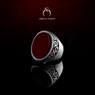Yemen Kabdi Agate Ring With Silver Ring Original Yemen