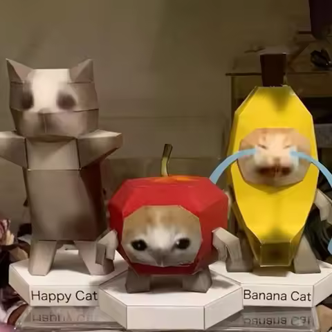 Oiiao Cat Huh Cat Paper Model Rotating Cat Home Decoration 3D Folding Paper Cat Folding By Myself Wo
