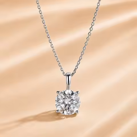 Custom Lab Grown Diamond Necklace 9K 14K Gold 1ct to 3ct VS Clarity D Color Anniversary Engagement F