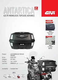 GIVI BOX B42N 42 LITRE ANTARTICA MONOLOCK TOPCASE 100% ORIGINAL GIVI TOP BOX HARD CASE 42L MONOLOCK 