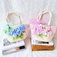 Straw Handbag Hand-woven Bag Simulation Flower Group Building Event Handbag Straw Souvenir20251012