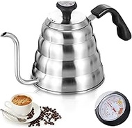 Leikurvo Gooseneck Kettle: 1200 ml / 40 oz Stainless Steel Kettle Coffee Pot with Thermometer for Al