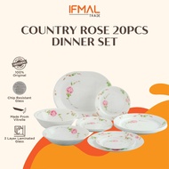 (Ready Stock) Corelle Country Rose 20pc Dinnerware Set | Deluxe Dinner Serve Set Corelle Dinner Set
