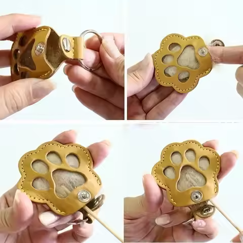 Pet Hair Keepsake Keychain Leather Memorial Locket for Storing Dog Cat Fur, Cute Pet Loss Gift, Reme