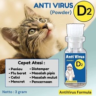 ANTIVIRUS D2 POWDER | Obat Kucing D2 Pengobatan Virus Flu Batuk Calici Distemper Panleu Radang Sakit