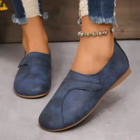 Women Sneakers Retro Leisure Leather Shoes for Women Comfortable Slip-proof Breathable Round-headed 