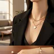 Shiny Heart Initial Charm Necklace for Women, Durable Stainless Steel  Rantai Pesona Inisial Hati Be